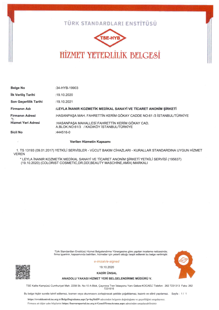 TSE Hizmet Yeterlilik Belgesi